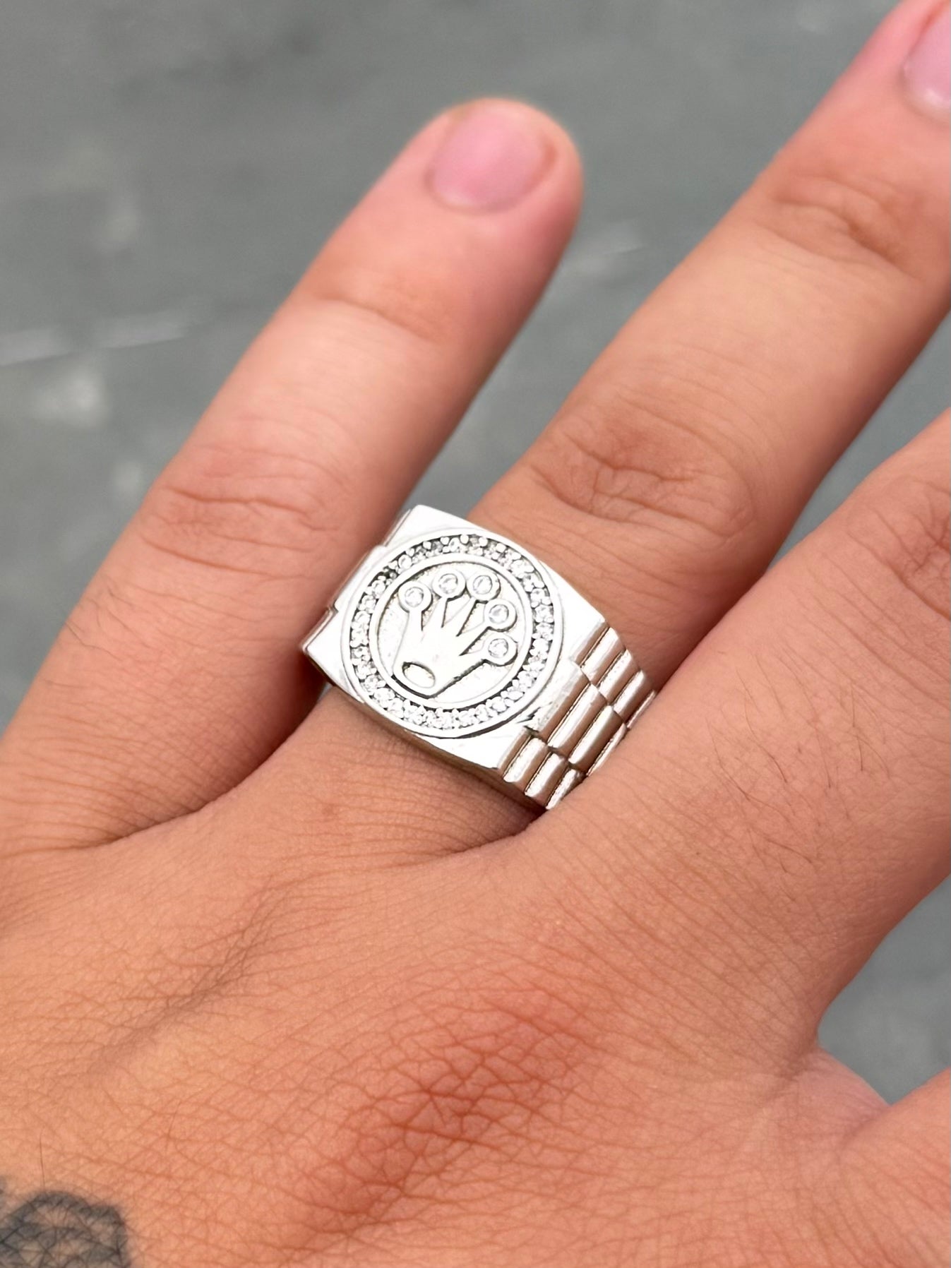 Anillo Rx con Swarovski Blanco 9.6gr / Talla 9 1/4 — Plata 925
