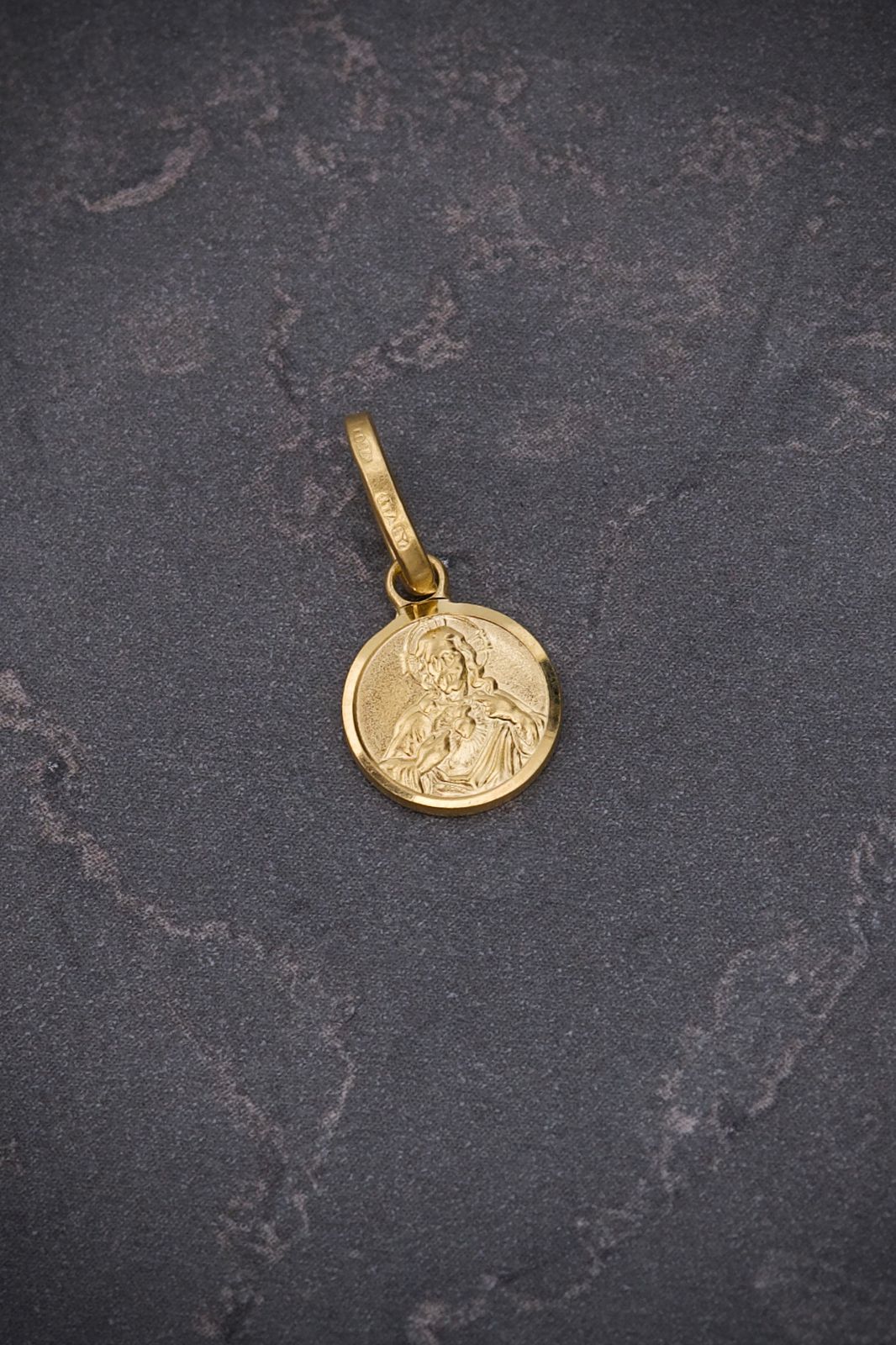 Dije Sagrado Corazon Y Virgen Del CaRmen 0.85gr / Largo 16cm / Oro Amarillo italy +2 M