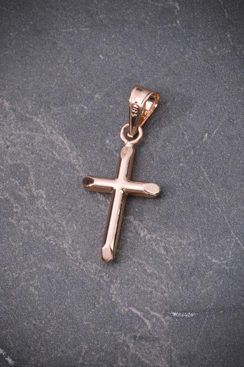 Dije de cruz lisa 0.5gr / Largo 2.5cm / Oro Rosado Nac M