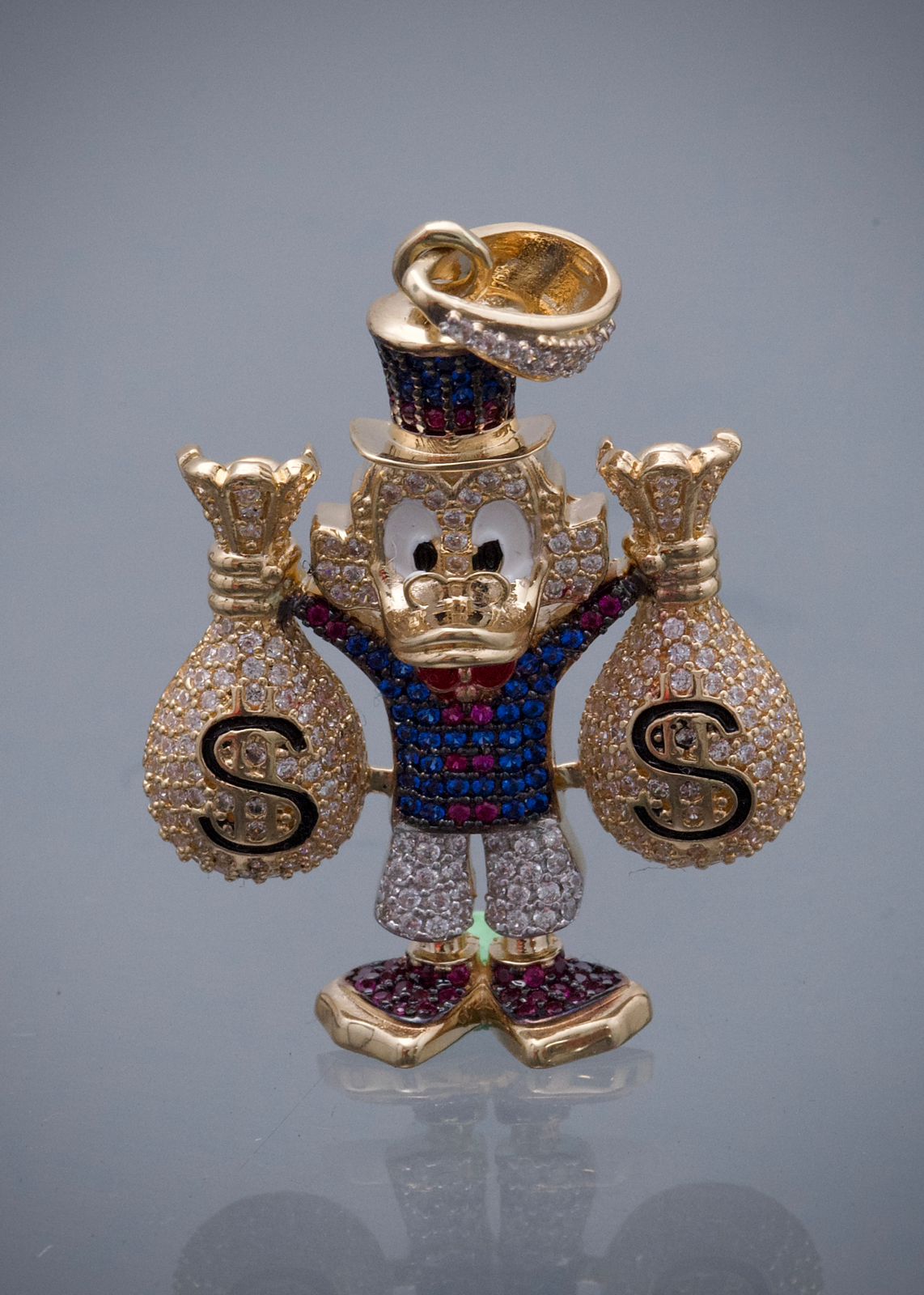 Dije tio rico son swarovski 16gr / Largo 4.7cm / Oro Amarillo Nac P