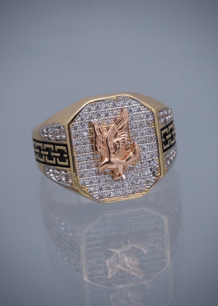 Anillo aguila con swarovski blanco 8.75gr / Talla 9 — Dos Oros