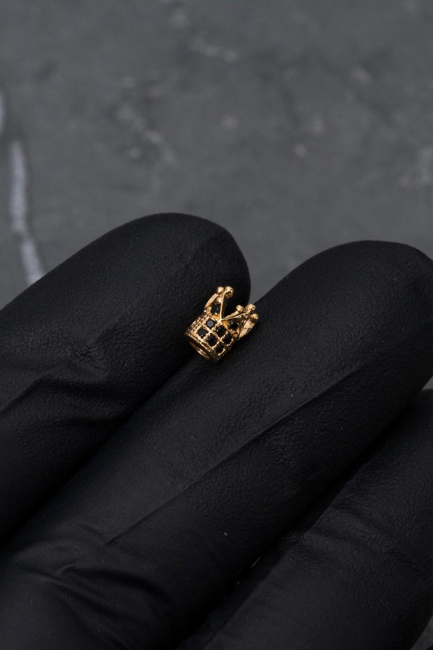 Herraje corona con swarovski negro 0.5gr / Largo 0.4cm / Oro Amarillo Nac B