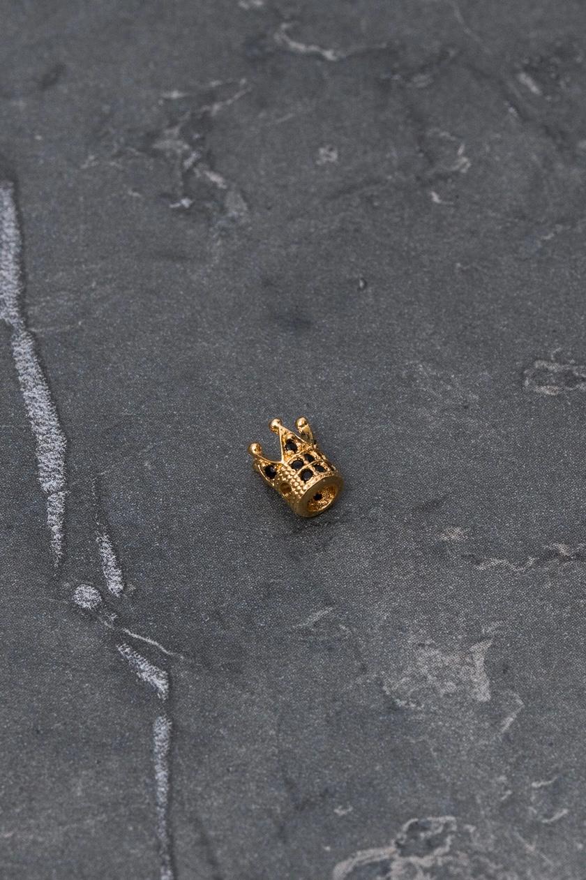 Herraje corona con swarovski negro 0.5gr / Largo 0.4cm / Oro Amarillo Nac B