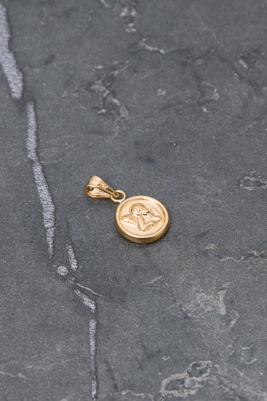 Dije medalla de angel 0.5gr / Largo 1.7cm / Oro Amarillo Nac B
