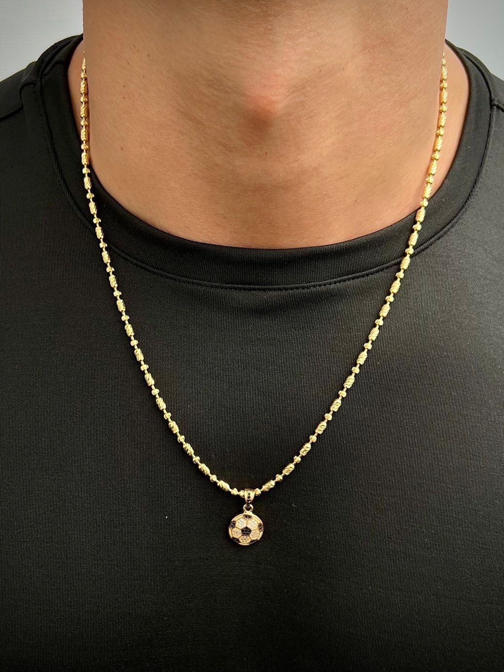 Dije balon con swarovski negro y blanco 2.4gr / Largo 2.2cm — Oro Amarillo