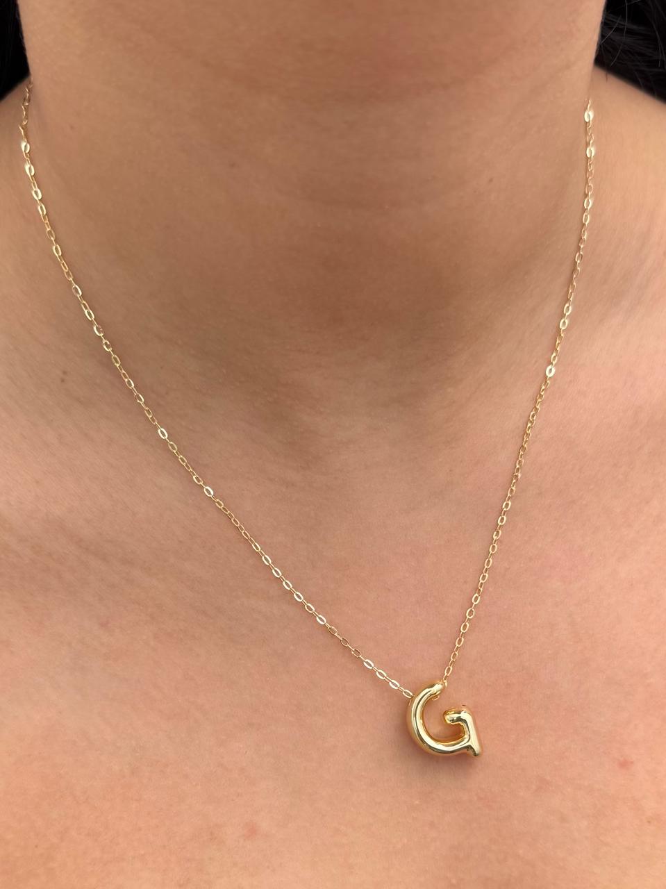 Set Cadena Aro Seguido Dije Letra G 1.35gr / Largo 45cm / Oro Amarillo Italy +3 B