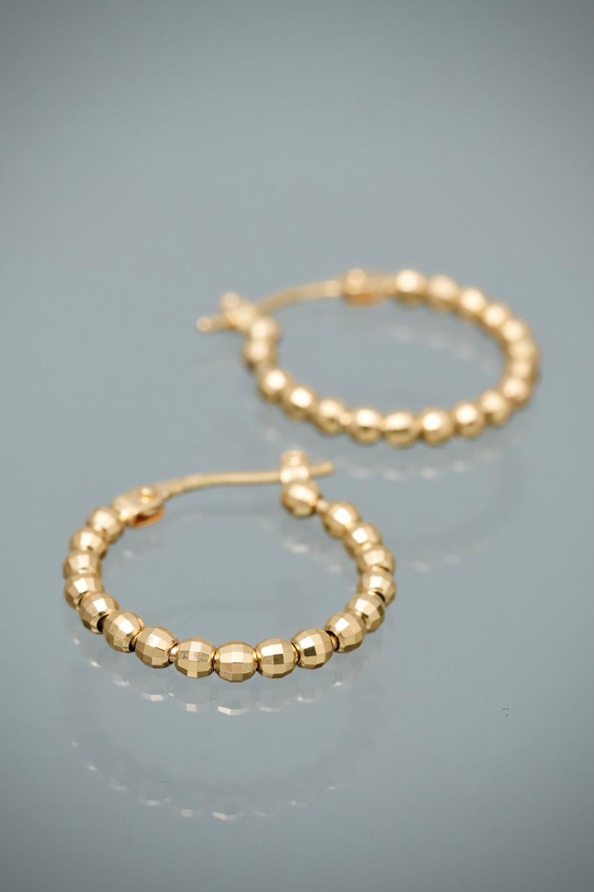 Candongas con bolas diamantadas 3.4gr / Largo 2cm — Oro Amarillo