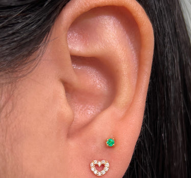 Topos corazon con swarovski blanco 0.7gr / Largo 0.46cm / Oro Rosado Nac M