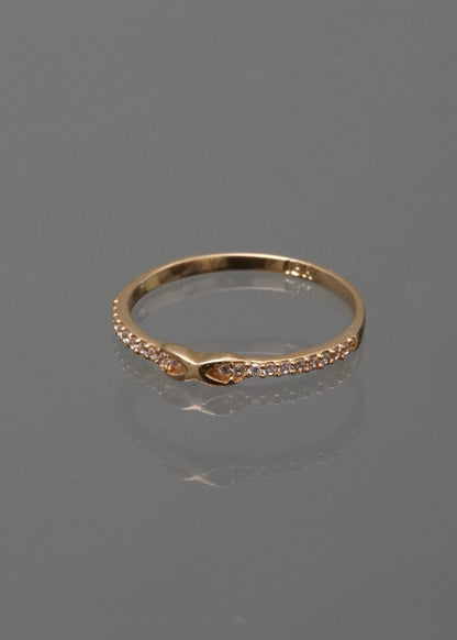 Anillo de infinito con swarovski blanco 1.2gr / Talla 7 / Oro Amarillo Nac M