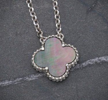 Cadena lucky clover piedra tornasol 4.3gr / Largo: 50cm / Plata M