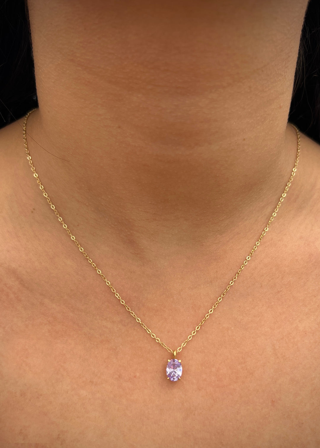 Dije con swarovski lila 1gr / Largo 1.1cm — Oro Amarillo