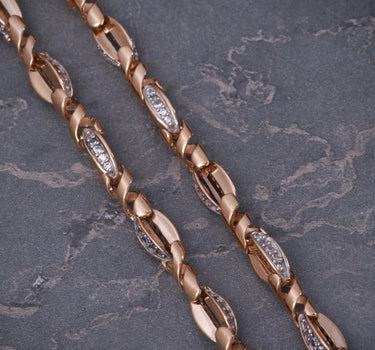 Cadena rustica con swarovski blanco 61.25gr / Largo 68cm / Oro Rosado Nac M