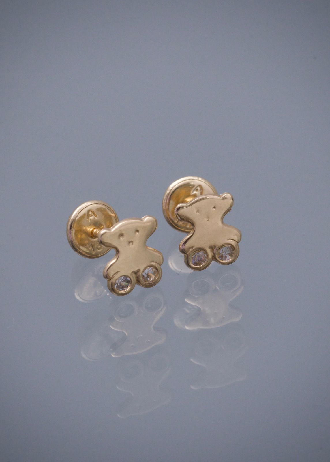 Topos oso th con swarovski blanco 0.65gr / Largo 0.7cm / Oro Amarillo Nac M