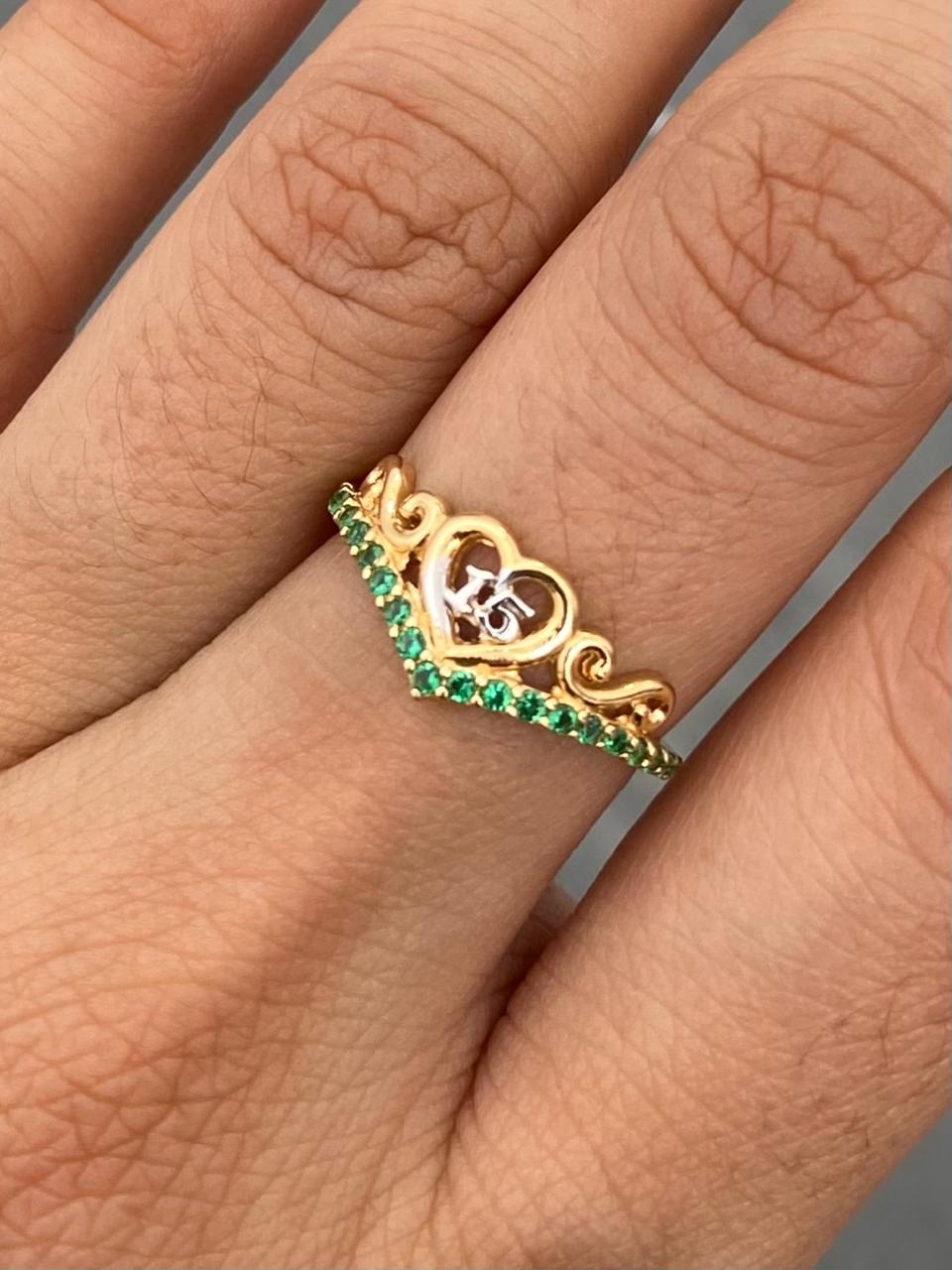 Anillo 15S con swarovski verde 2gr / Talla 5 1/2 — Oro Amarillo