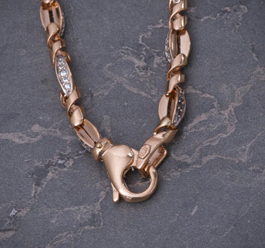 Cadena rustica con swarovski blanco 61.25gr / Largo 68cm / Oro Rosado Nac M