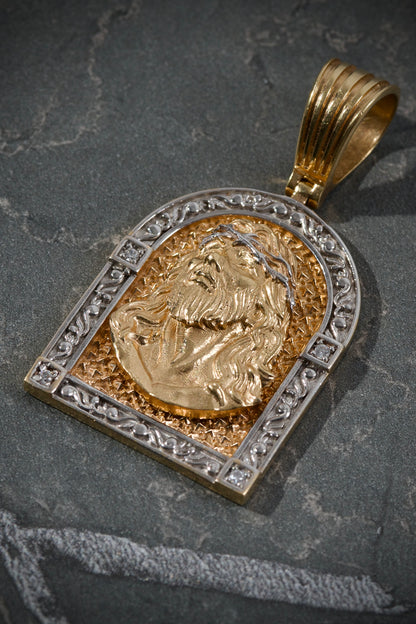 Dije placa de rostro de jesus 15gr / 4.5cm / Dos Oros Nac M