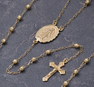 Rosario virgen de la milagrosa diamantado 6.6gr / Largo 65cm / Oro Amarillo italy +2 P