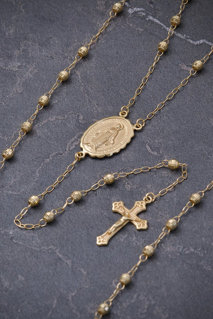 Rosario virgen de la milagrosa diamantado 6.6gr / Largo 65cm / Oro Amarillo italy +2 B