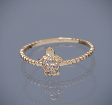 Anillo tortuga con swarovski blanco 1.15gr / TALLA 5 3/4 / Oro Amarillo Nac M