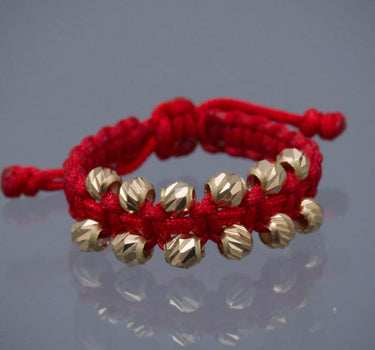Anillo en hilo rojo con bolas diamantadas 0.75gr / Oro Amarillo Nac (Joya) P