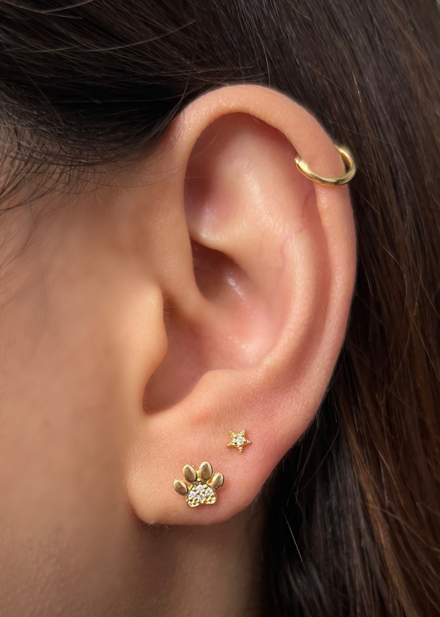 Topos De HUELLA CON Swarovski BLAnco 1gr / Largo 0.6cm /Oro Amarillo Nac B
