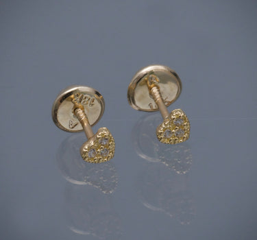 Topos corazon con swarovski blanco 0.55gr / Largo 0.31cm / Oro Amarillo Nac *
