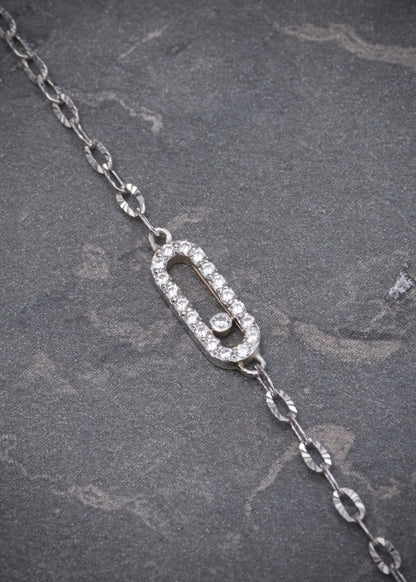 Pulso MK Con swarovski blanco 1.1gr / Largo 17cm / Oro Blanco italy cte M