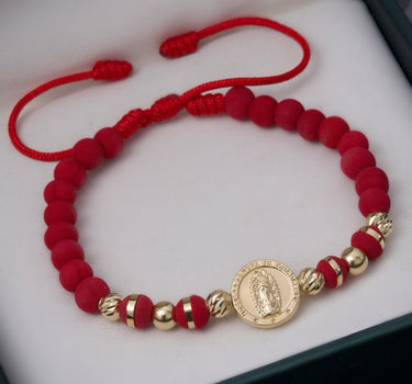 Pulsera en hilo rojo con herraje virgen de guadalupe 1.45gr / Oro Amarillo (Joya) M