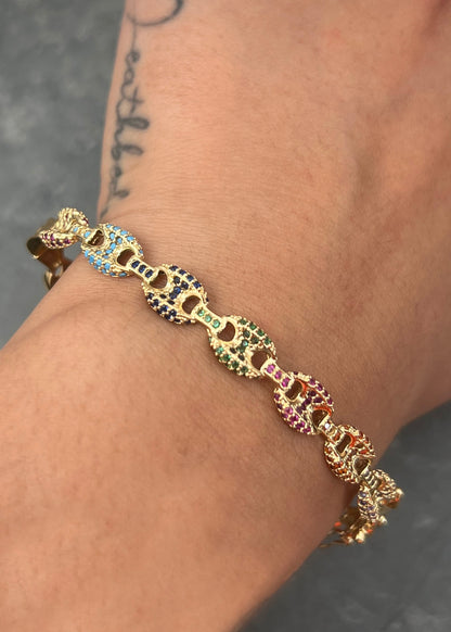 Pulso gc con swarovski multicolor 14.4gr / Largo 17.5cm / Oro Amarillo Nac M