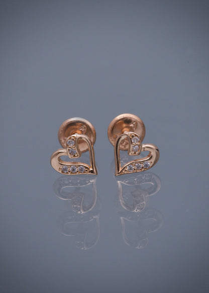 Topos corazon con swarovski blanco 0.85gr / Largo 0.67cm / Oro Rosado Nac B