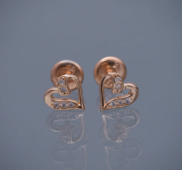 Topos corazon con swarovski blanco 0.85gr / Largo 0.67cm / Oro Rosado Nac M