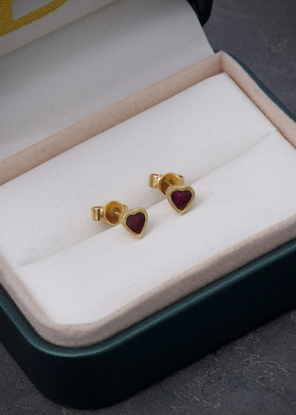 Topos de corazon con 60pts de rubies 2.1gr / Largo 0.55cm / Oro Amarillo (Joya) M
