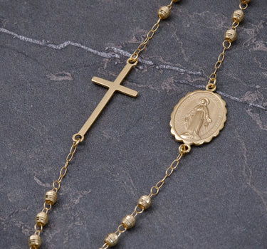 Cadena tipo denario virgen de la milagrosa diamantado 6gr / Largo 50cm / Oro Amarillo italy +2 B