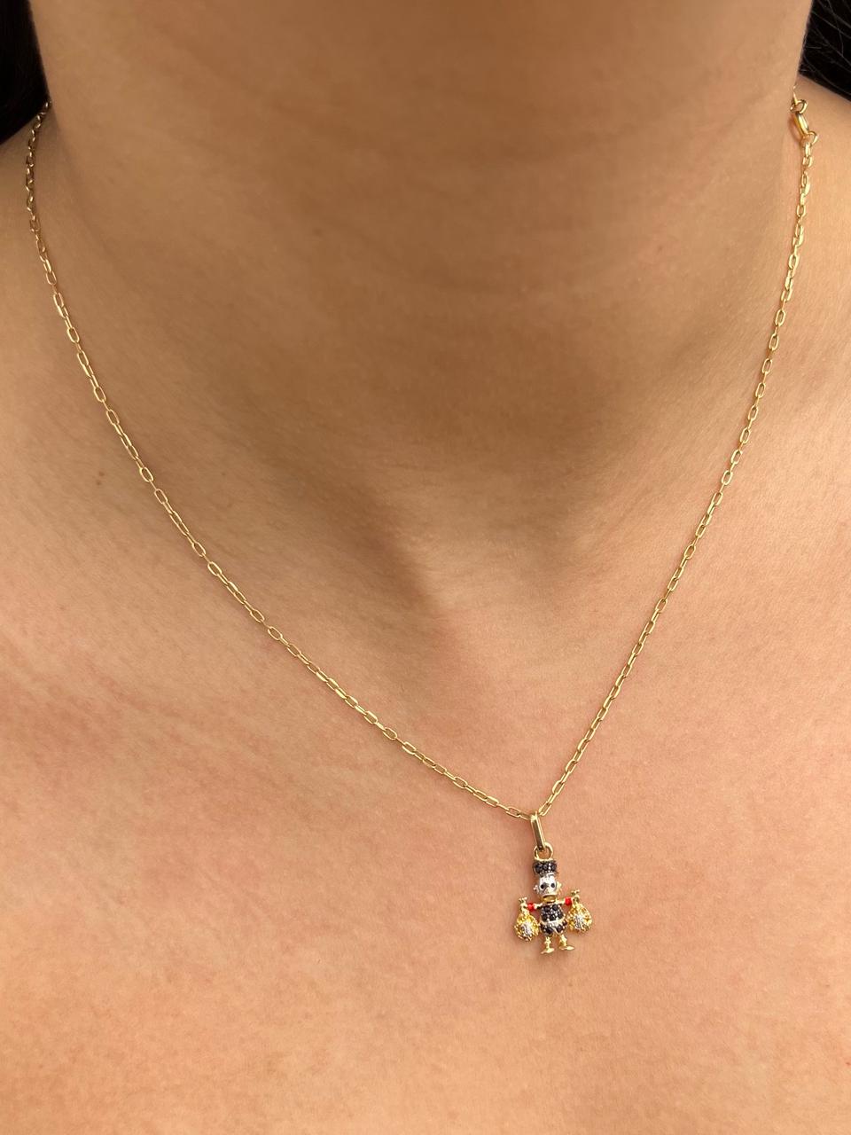 Dije tio rico con swarovski negro y amarillo 1.6gr / Largo 2.1cm — Oro Amarillo
