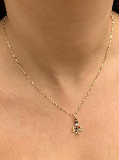Dije tio rico con swarovski negro y amarillo 1.6gr / Largo 2.1cm — Oro Amarillo