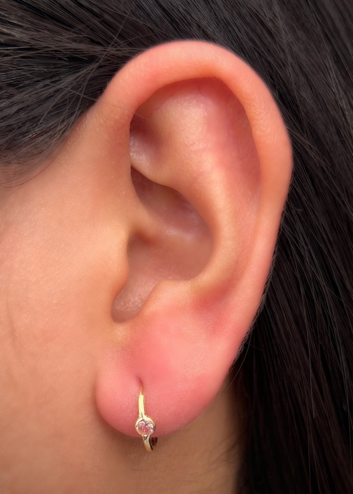 Candongas con Swarovski Rosado 0.6gr / 1.1cm / 3.4mm — Oro Amarillo