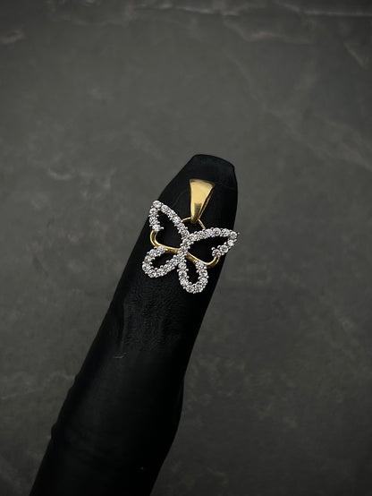 Dije Mariposa Con Swarovski BLanco 1.35gr / Largo 1.5cm / Oro Amarillo italy +3 M