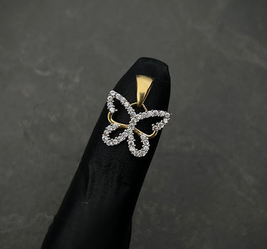 Dije Mariposa Con Swarovski BLanco 1.35gr / Largo 1.5cm / Oro Amarillo italy +3 M