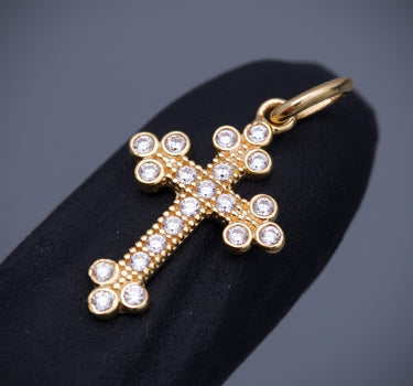 Dije cruz con swarovski blanco 1gr / Largo 2.3cm / Oro Amarillo Nac M