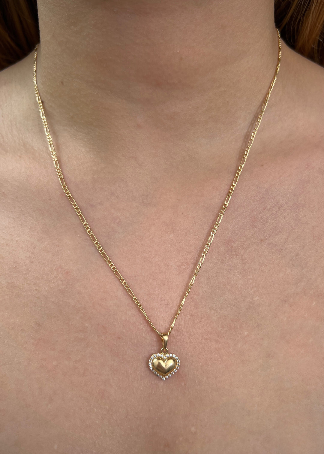 Dije corazon con swarovski blanco 1.3gr / Largo 1.6cm — Oro Amarillo