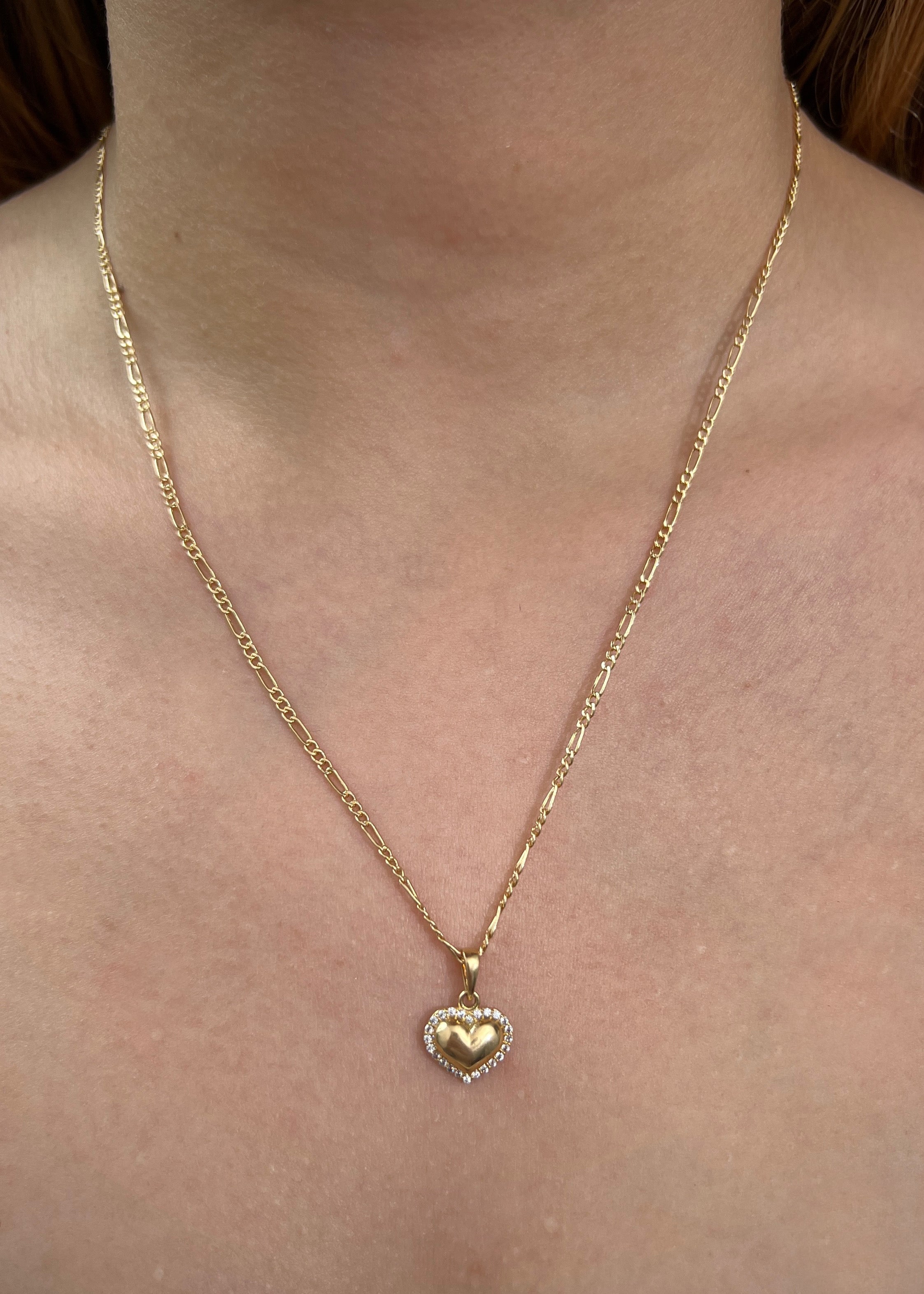 Dije corazon con swarovski blanco 1.3gr / Largo 1.6cm / Oro Amarillo Nac P