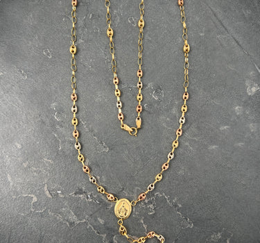 Rosario gc liso con virgen de la milagrosa 5.5gr / Largo: 50cm / Tres Oros Nac M