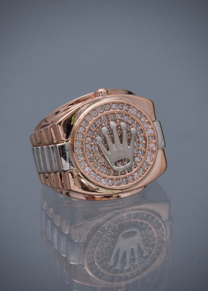 Anillo rx con swarovski blanco 9.15gr / TALLA 5 1/2 / Dos Oros Nac P