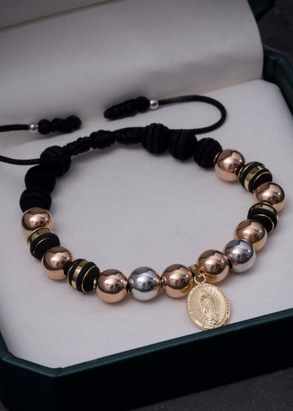Pulsera en hilo negro con dije virgen de guadalupe 3.65gr / Tres Oros (Joya) *