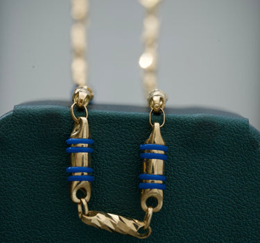 Cadena rustica con neoprenos azules 17.1gr / 55cm / Oro Amarillo Nac B