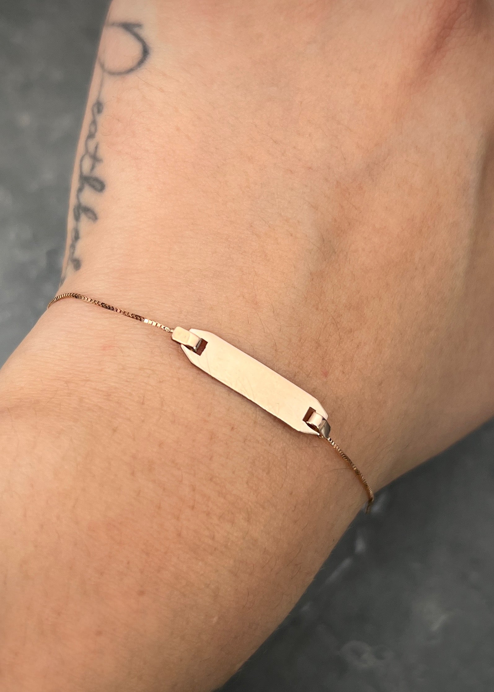 Pulso bebé placa lisa 1gr / Largo 10.5 cm / Oro Rosado italy cte B