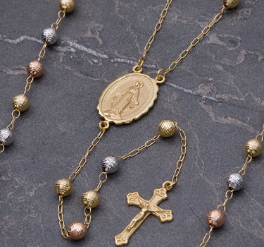 Rosario virgen de la milagrosa diamantado 8.65gr / Largo 65cm / Tres Oros italy +2 B