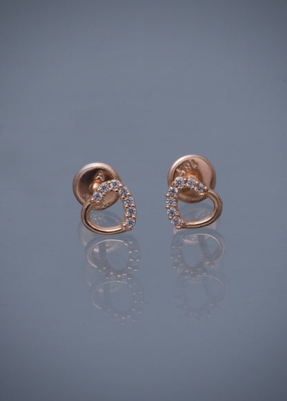 Topos corazon con swarovski blanco 0.65gr / Largo 0.57cm / Oro Rosado Nac M