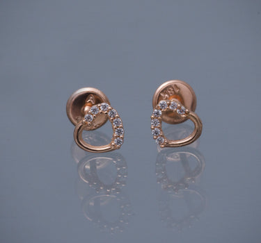 Topos corazon con swarovski blanco 0.65gr / Largo 0.57cm / Oro Rosado Nac M