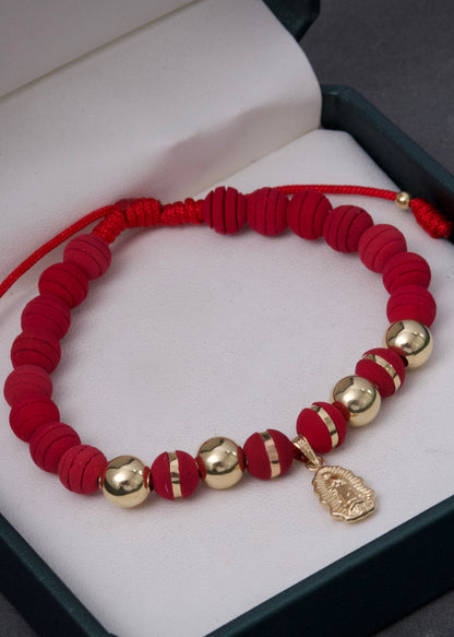 Pulsera en hilo rojo con dije virgen de guadalupe 1.85gr / Oro Amarillo (Joya) M